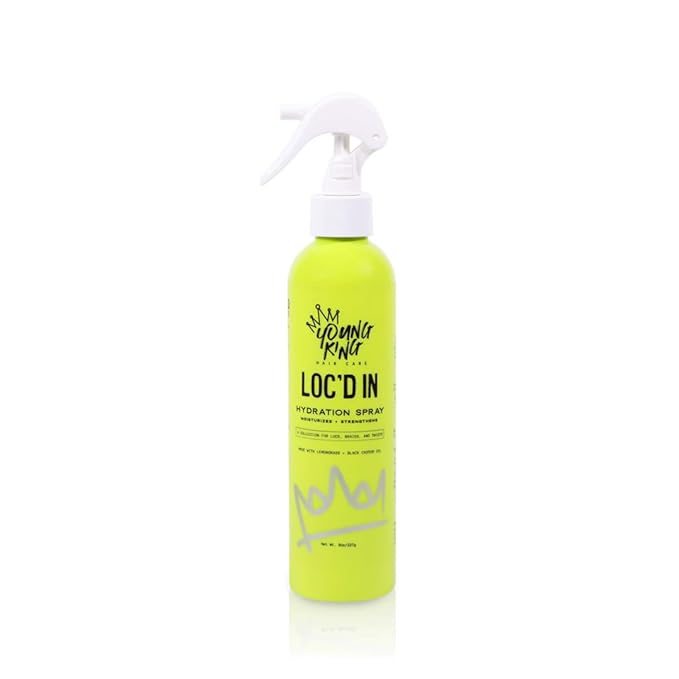 YOUNG KING HAIR CARE Daily Hydration Spray for Locs, Dreads, Braids, and Twists | Lemongrass and Black Castor Oil | Scalp Moisturizer, Dreadlock Spray - Natural Loc, Dreads Care and Maintenance (8oz)