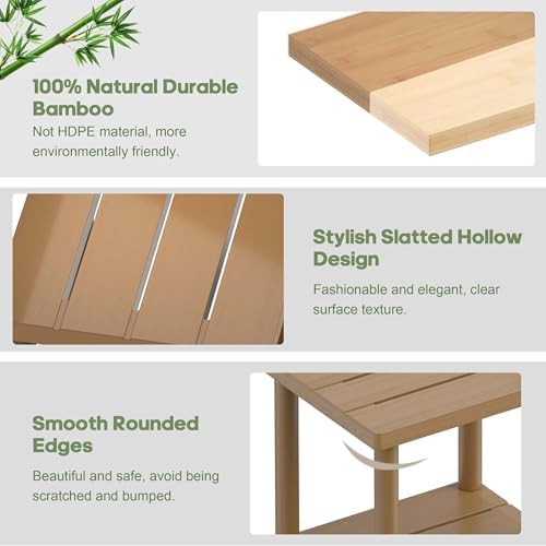 Outdoor Side Table with 2-Tier, Bamboo Small Patio Adirondack Tables - Image 4