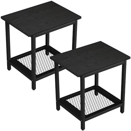 2-Tier Outdoor Side Table with Storage, Weather Resistant Patio End Table by PyraLineHome