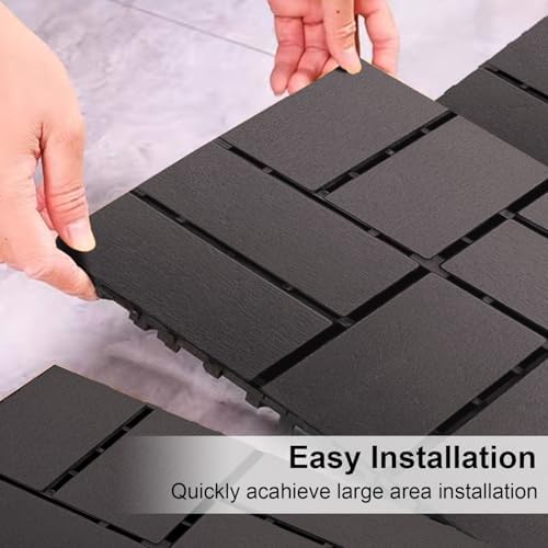12 PCS Plastic Interlocking Patio Deck Tiles - Image 3