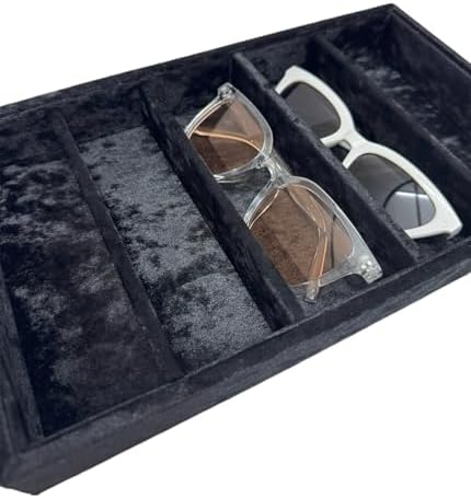5-Compartment Velvet Sunglasses & Jewelry Organizer Tray. - Image 6