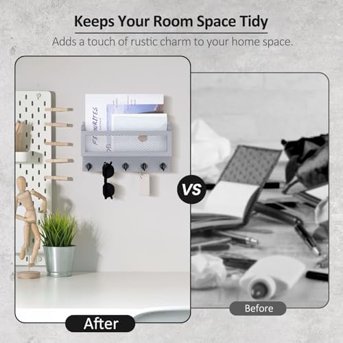 Nekon Mail and Key Holder for Wall Decorative, 11 Inch Mail Holder - Image 2