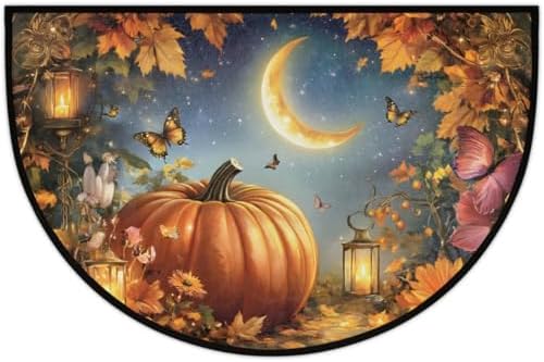Pumpkin Maple Leaf Butterfly Half Round Door Mat Non-Slip Soft Doormats - Image 3