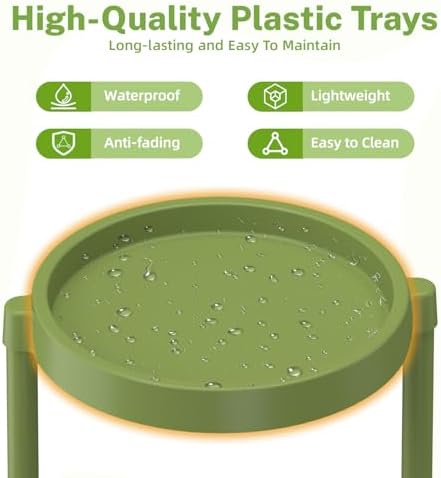 iDavosic.ly 5 Tier Folding Plant Stand Indoor Outdoor, Plastic Tray - Image 2