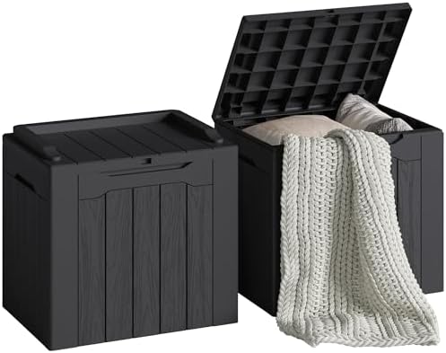 Devoko 30 Gallon Resin Deck Box 2 Pack Outdoor Indoor Waterproof Storage Box by DEVOKO