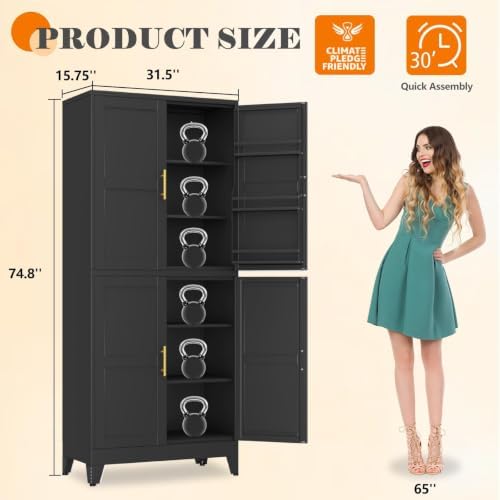 GAIOUS 74.8" Tall Metal Food Cabinet - Image 2