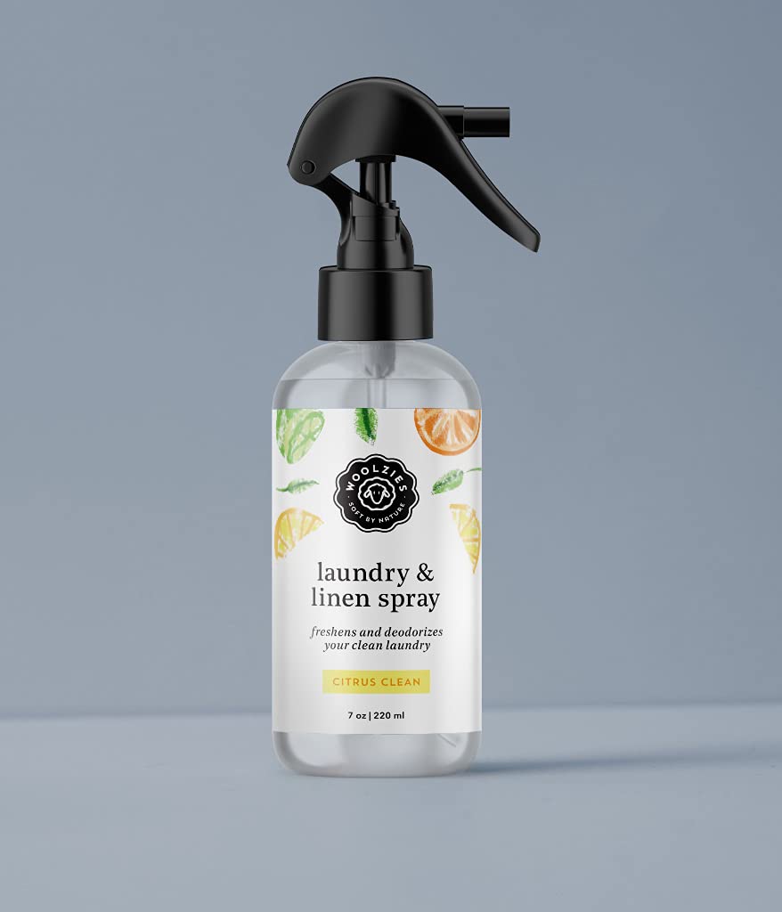Woolzies Natural Laundry Linen and Room Spray Scented w Pure Essential Oils | Aromatherapy Pillow & Fabric Mist (Citrus Clean)