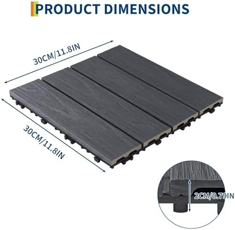 48 Pack Co-Extruded Composite Deck Tiles 12x12 Inch, Interlocking Outdoor - Image 3