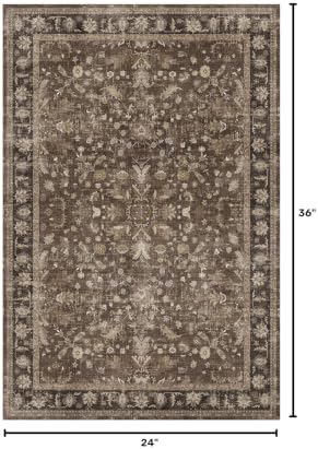 Washable Non-Slip 2x3 entryway Rug: Brown Small Kitchen Throw Mat - Image 2