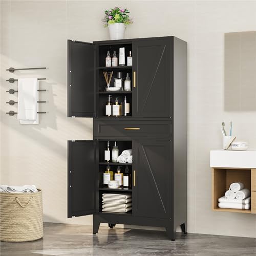 Bevivog 71" Kitchen Pantry Cabinet, Metal Storage Cabinet - Image 6