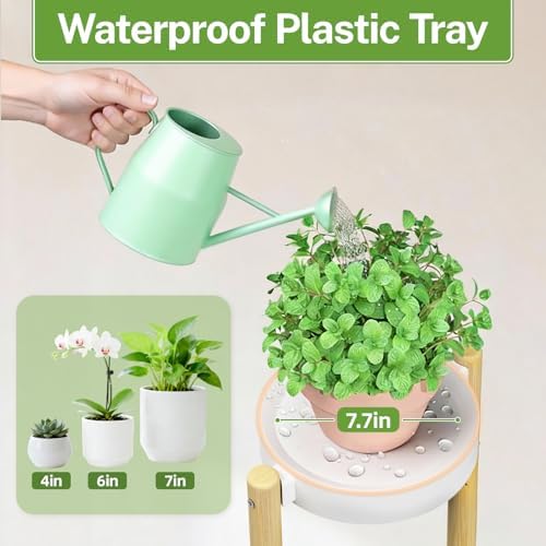 iDavosic.ly 4 Tier Bamboo Plant Stand Indoor Outdoor, Plastic Tray - Image 2