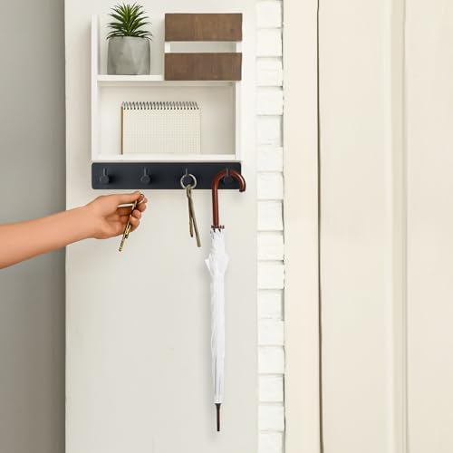 Key Holder with 4 Hooks, Adhesive Key Hanger Organizer - Image 3