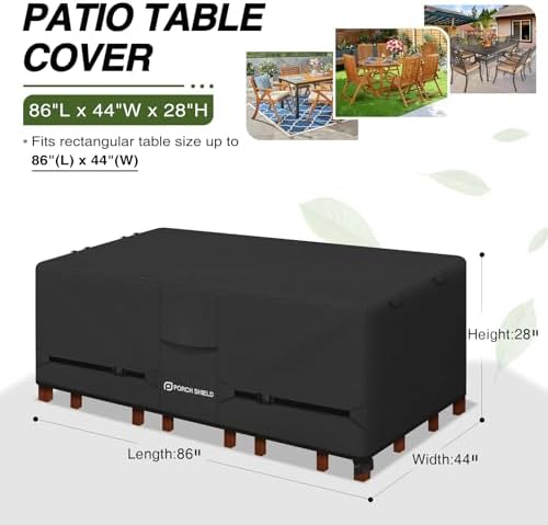 Porch Shield Waterproof Rectangular Patio Table Cover 86 x 44 inch - Image 2