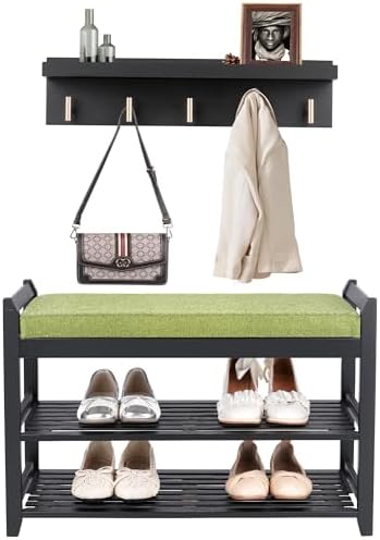 PETKABOO Shoe Rack for Front Door Entrance, 28” Entryway Bench by PETKABOO