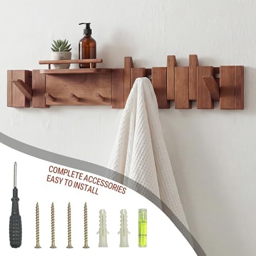 Mid Century Modern Wood Coat Rack Wall Mount - Image 6