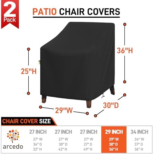 Arcedo Waterproof Patio Chair Covers 2 Pack - Image 2