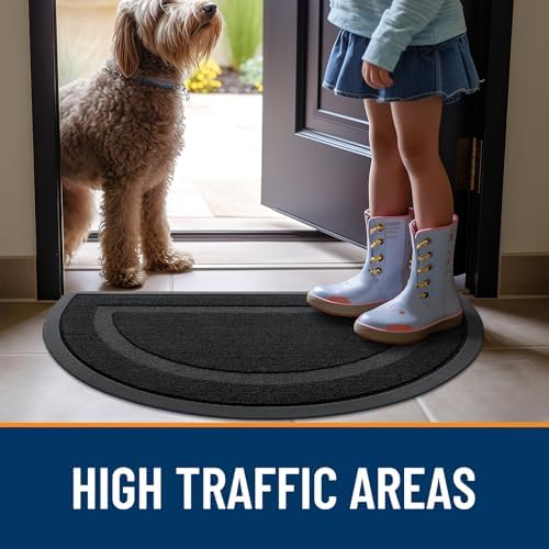 OLANLY Half Circle Front Door Mat Outside 47x32 All-Season Rubber Doormat - Image 6