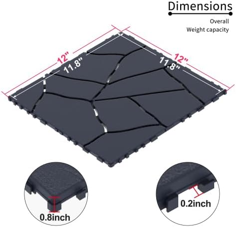 44-Pack Interlocking PP Deck Tiles, All-Weather Anti-Slip Patio Tiles - Image 2