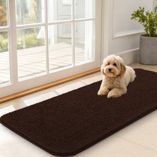 OLANLY Dog Door Mat for Muddy Paws 47x20, Super Absorbent Chenille Mud Mat by OLANLY