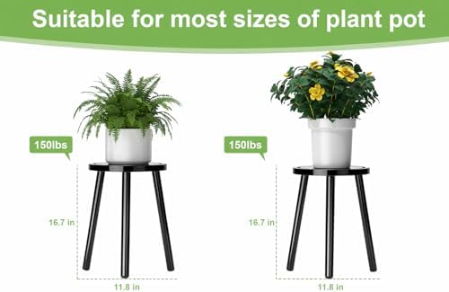2-Pack Wood Plant Stands Indoor, 16.7" Tall Plant Stand Outdoor Mid-Century - Image 5