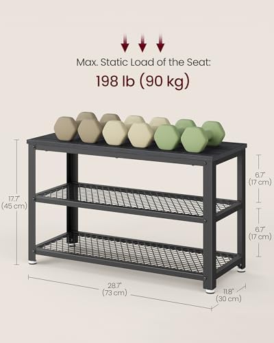 VASAGLE 3-Tier Shoe Rack, Storage Bench - Image 3