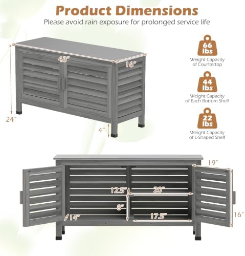 Tangkula Wood Outdoor Storage Cabinet - Image 3