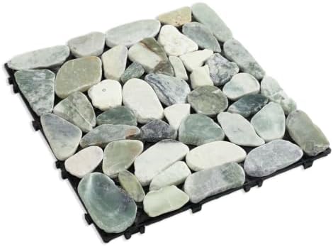 Pebble Tile, Natural Stones Paver Tile, Jade Green 4 Sheets by Soulscrafts