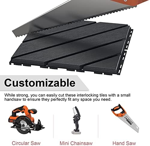 VANCASTLE Interlocking Deck Tiles 36 Pack Dark Grey 12"x12" Patio Pavers - Image 5