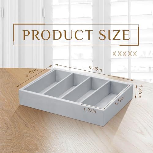 Amylove 4 Pcs Gray Sunglass Organizer Trays 4 Grids Velvet Glasses Holder - Image 2