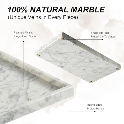 Real Natural Large Marble Tray for Bathroom, Kitchen Counter - Image 3