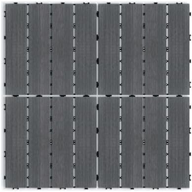 Wood Plastic Composite Interlocking Patio Deck Tiles, 22 Pack 12"x12" Premium - Image 5