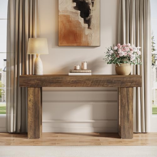 Tribesigns 63-Inch Long Console Table, Wooden Rectangular Sofa Table Behind The - Image 4