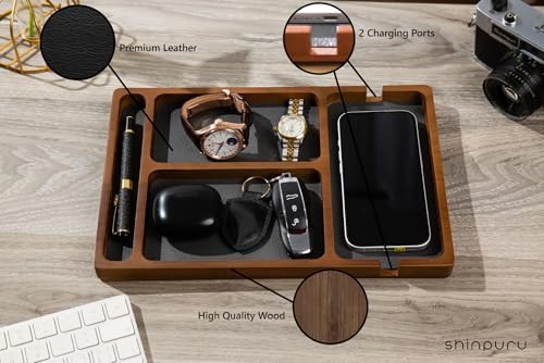Shinpuru Wooden Valet Tray for Men, Nightstand Organizer - Image 2
