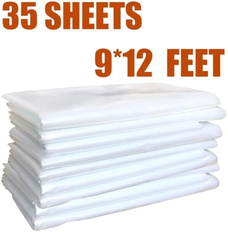 35 Pieces Plastic Drop Cloth, Dust-Proof and Rustproof, 35 Pieces 9x12 Feet Tarp - Image 2