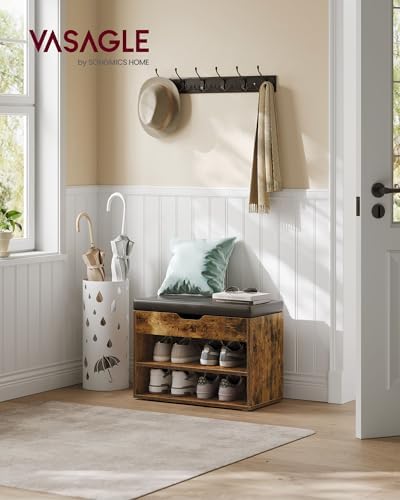 VASAGLE Storage Bench with Cushion, Shoe Bench, 11.8 x 23.6 x 17.3 Inches - Image 2