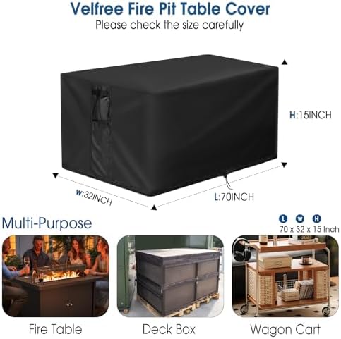 Fire Pit Cover Rectangle, 70 Inch Rectangular Firepit Covers, Waterproof Gas - Image 2