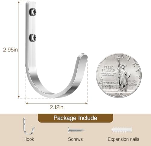 10-Pack 22LB Wall Hooks for Hanging Towel/Coat, Brushed Nickel - Image 3