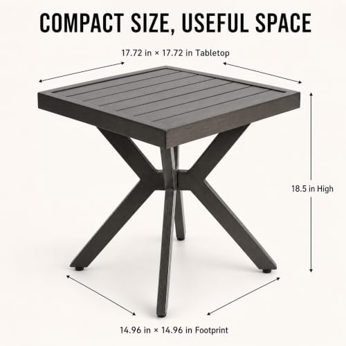 Aluminum Outdoor Side Table for Patio, 17.7" Square - Image 2