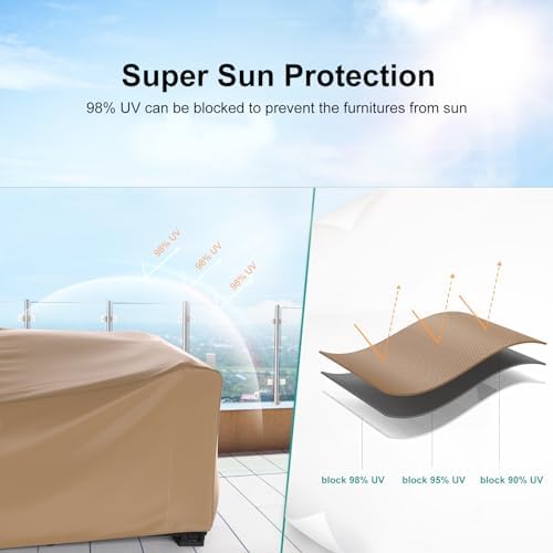 Waterproof Outdoor Patio Furniture Covers 74"L×47"W×28"H Brown - Image 4
