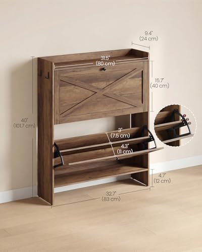 VASAGLE Narrow Shoe Storage Cabinet Organizer - Image 2