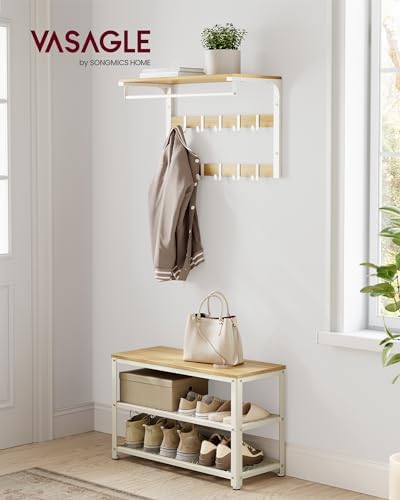 VASAGLE 3-Tier Shoe Rack, Storage Bench - Image 2