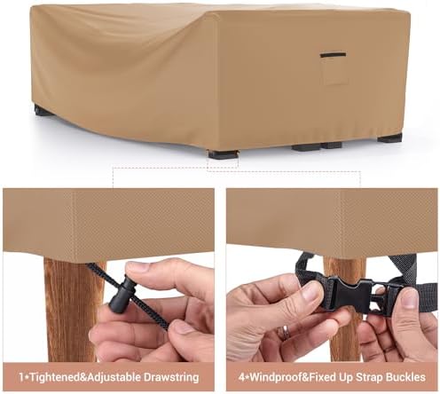 Mrrihand Outdoor Patio Furniture Covers Waterproof 74"Lx47"Wx28"H Brown - Image 4