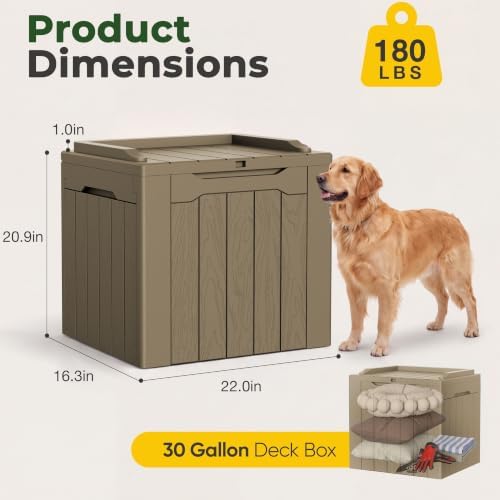Flamaker 2 Pack Deck Box 31 Gallon Waterproof Resin Storage Box - Image 5