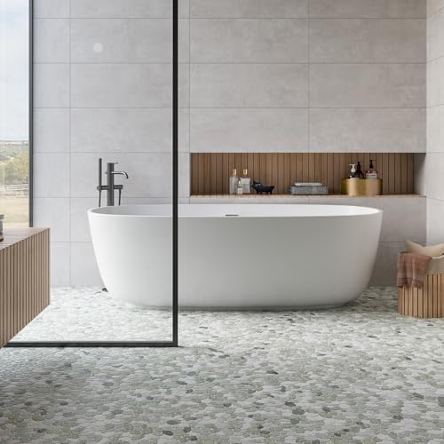 Pebble Tile, Ocean Green Sliced Pebble Stone Backspalsh Tiles, 4 Sheets - Image 6