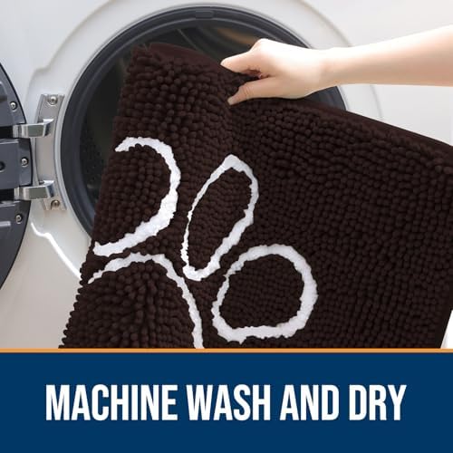 OLANLY Dog Door Mat for Muddy Paws 70x46, Paw Print Design Chenille Mud Mat - Image 5