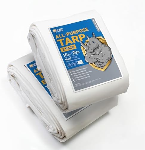 GUARD SHIELD Tarps Heavy Duty Waterproof 10x20 Feet White Poly Tarp Cover by GUARDSHIELD
