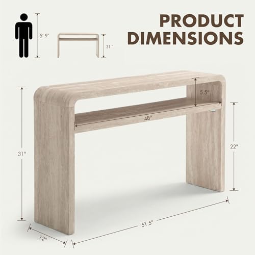 Hyfirm Travertine Style Wood Console Table - Image 2