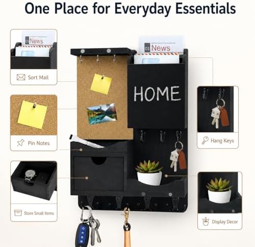 Key Holder Wall Mount with Drawer and Mail Organizer - Image 6
