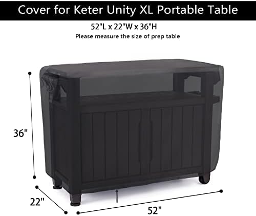 Patio Prep Table Cover for 52 Inch Keter Unity XL Portable Outdoor Table - Image 2