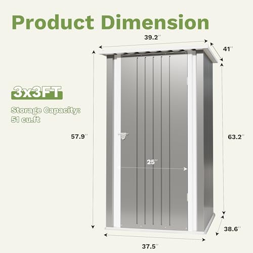 Devoko 3x3 FT Outdoor Storage Shed, Small Garden Tool Shed - Image 5